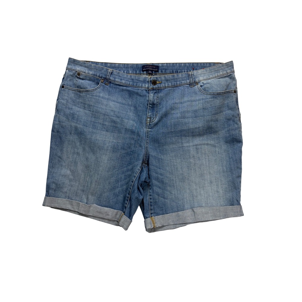 Talbots Denim Shorts Women 20W Blue Simply Flattering Cuffed Bermuda